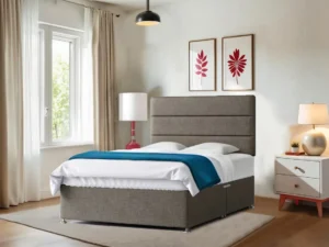 5FT Kingsize Grey Divan Bed with Mattress, Headboard and 2 Storage Drawers