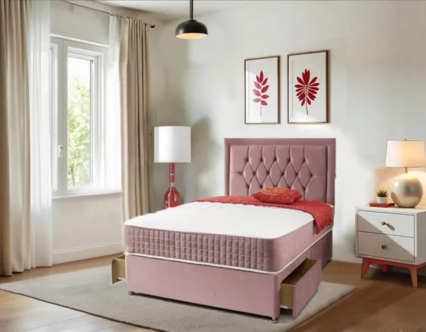 Pink Single Divan Bed With Storage – The Queen Pink Bed