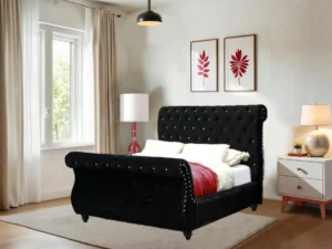 Swan Chesterfield Black Bed