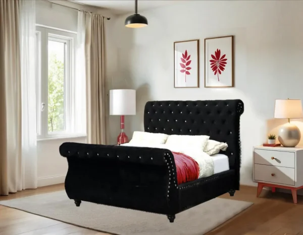 Swan Chesterfield Black Bed