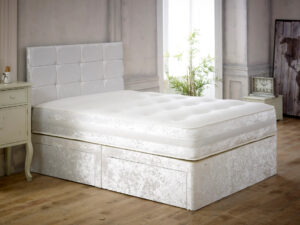 White velvet divan bed